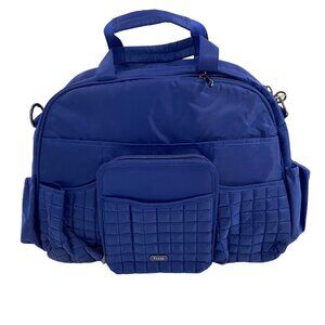 Lug Tuk Tuk Quilted Blue Nylon Carryall or Diaper Bag With Multiple Pockets & Ad